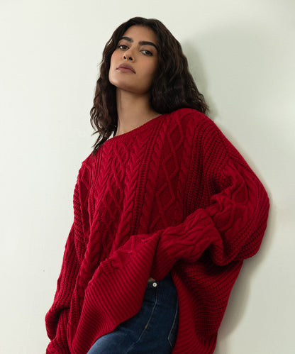 Sapphire - Oversized Cable Knit Sweater