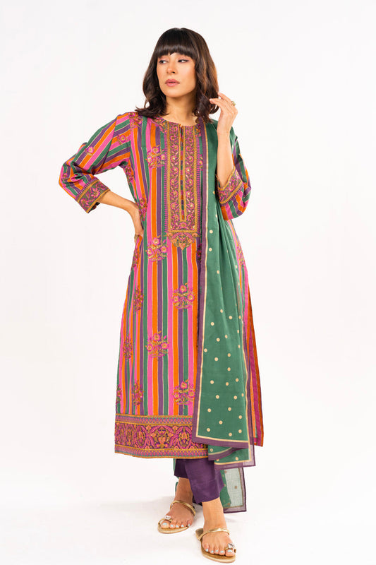 3 Pc Dyed Embroidered Outfit