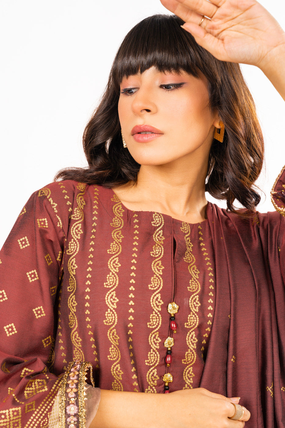 3 Pc Embroidered Yarn Dyed Outfit
