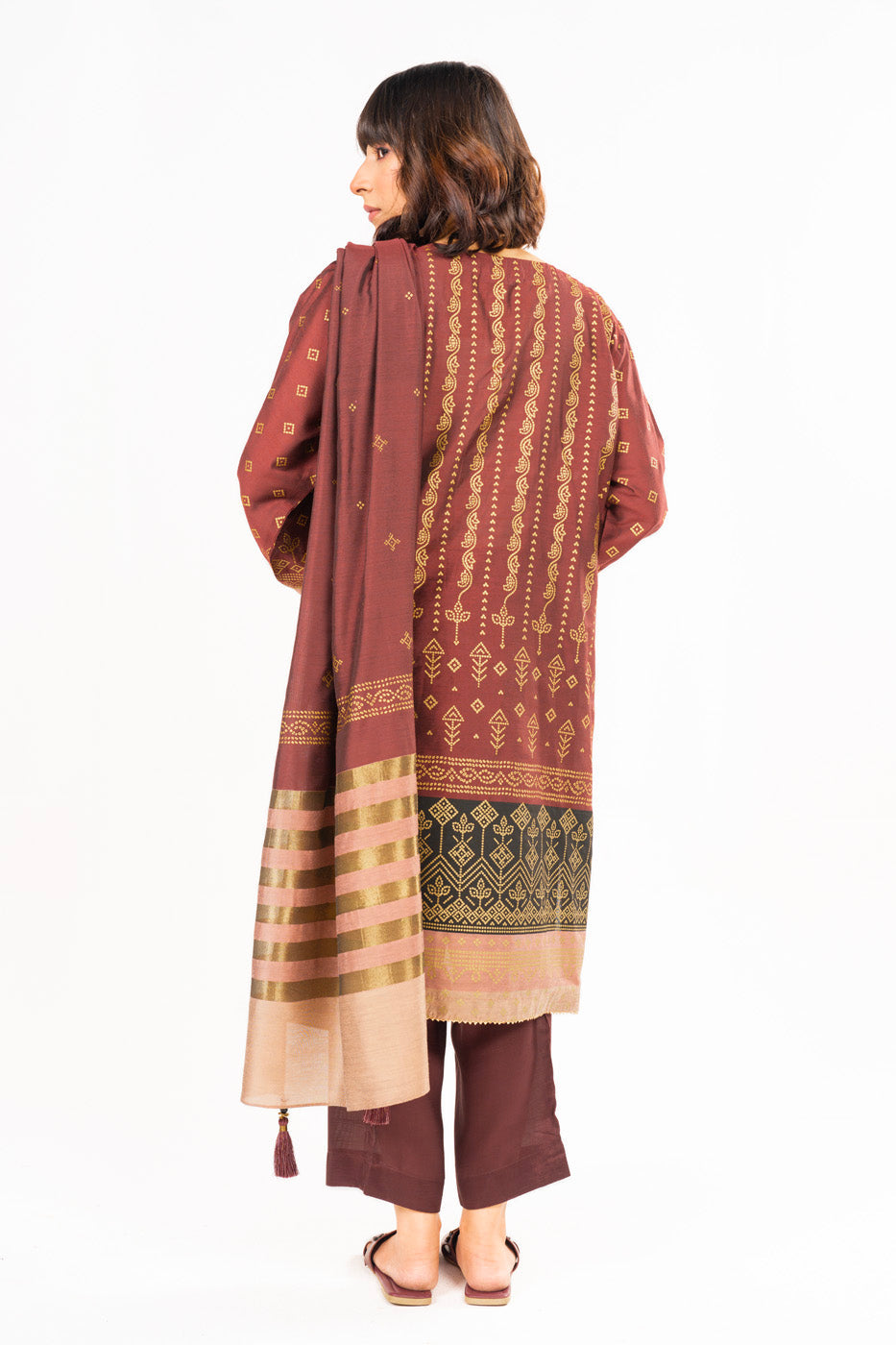 3 Pc Embroidered Yarn Dyed Outfit