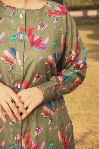 BTW - OLIVE-GARDEN PRINTED CAMBRIC SHIRT