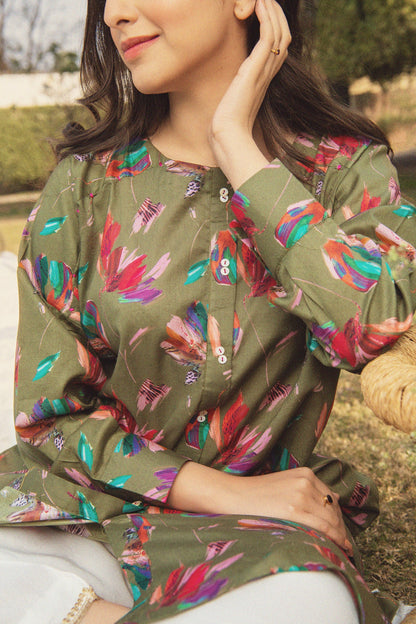 BTW - OLIVE-GARDEN PRINTED CAMBRIC SHIRT