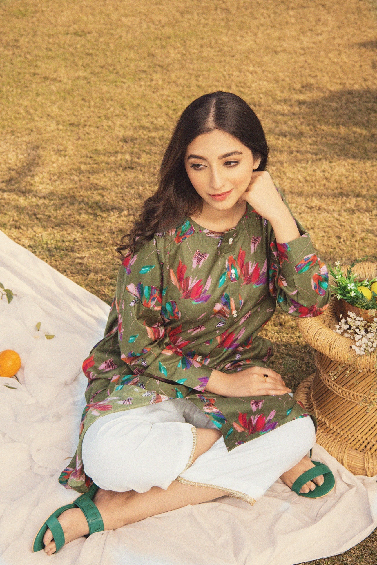 BTW - OLIVE-GARDEN PRINTED CAMBRIC SHIRT