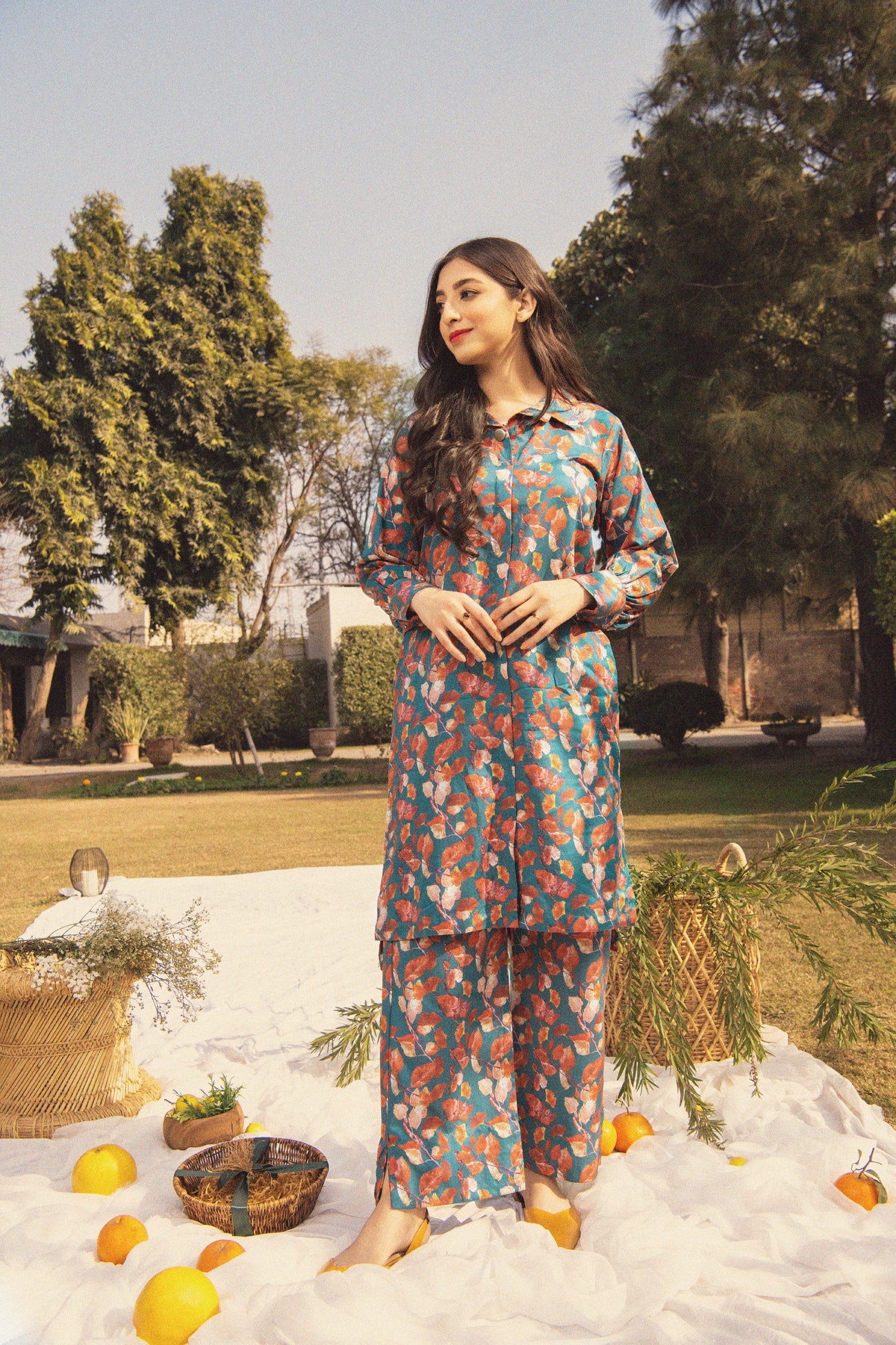 BTW - TEAL PRINTED 2-PCS