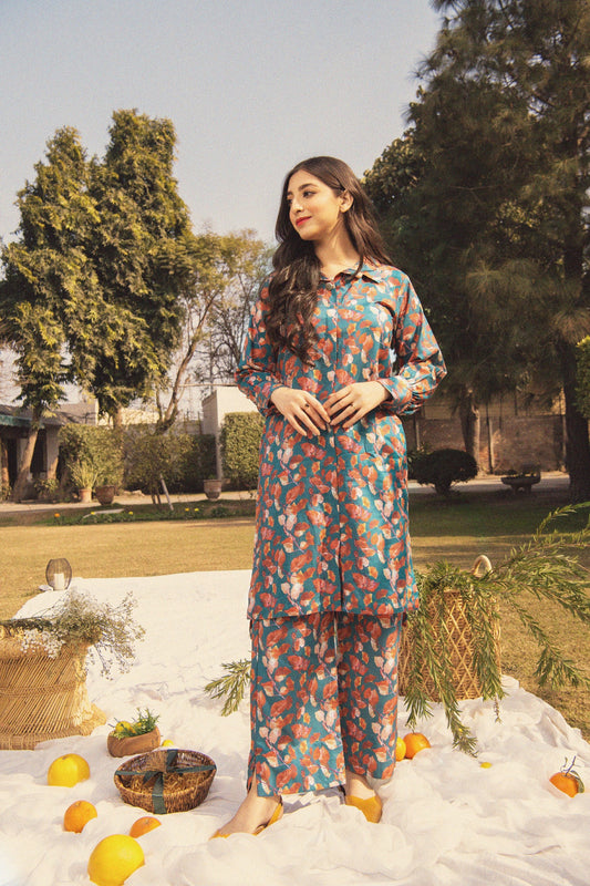 BTW - TEAL PRINTED 2-PCS