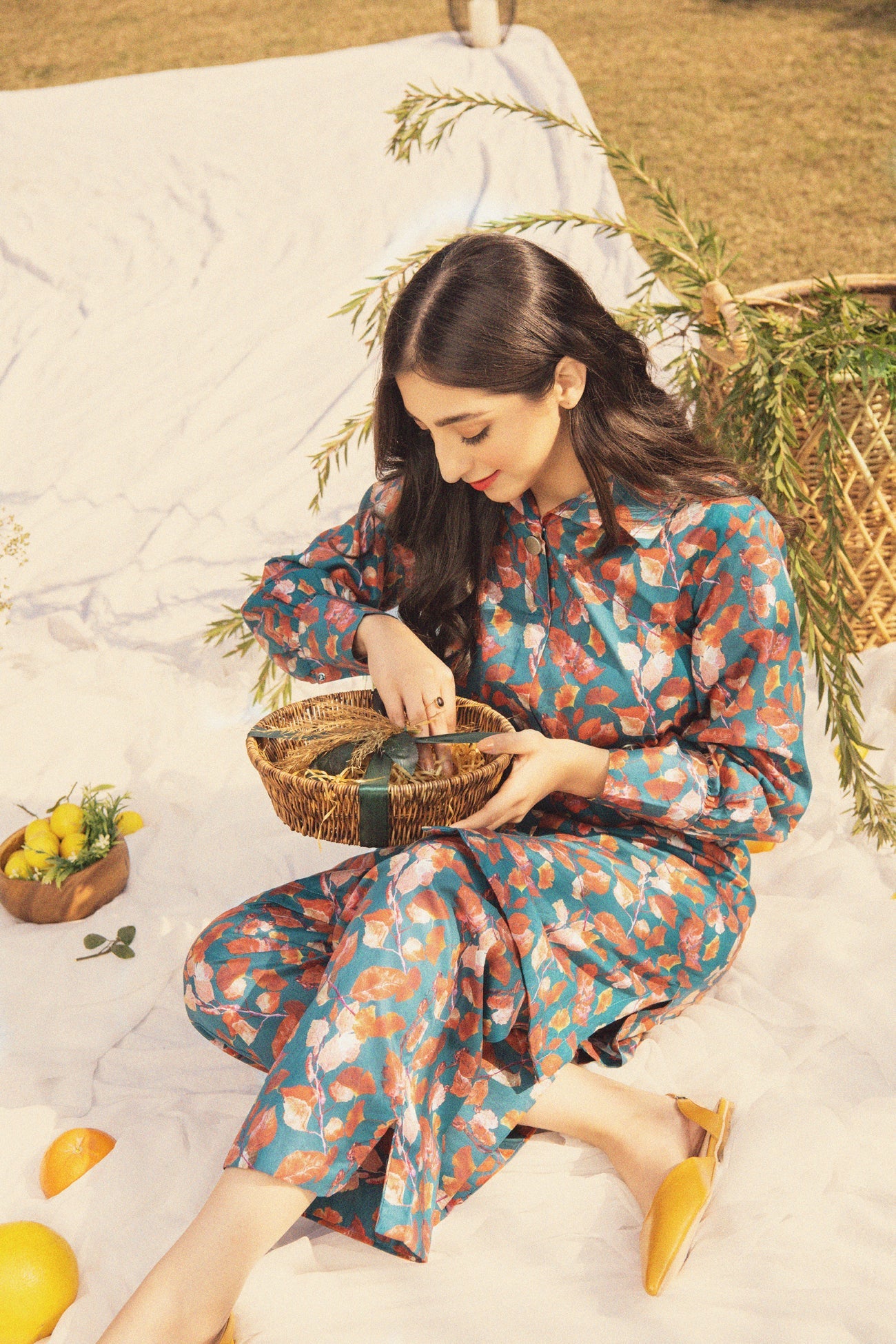 BTW - TEAL PRINTED 2-PCS