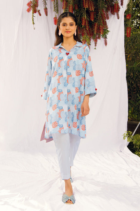 BTW - PRINTED COLLAR KURTA