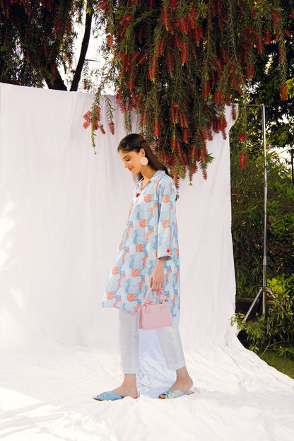 BTW - PRINTED COLLAR KURTA