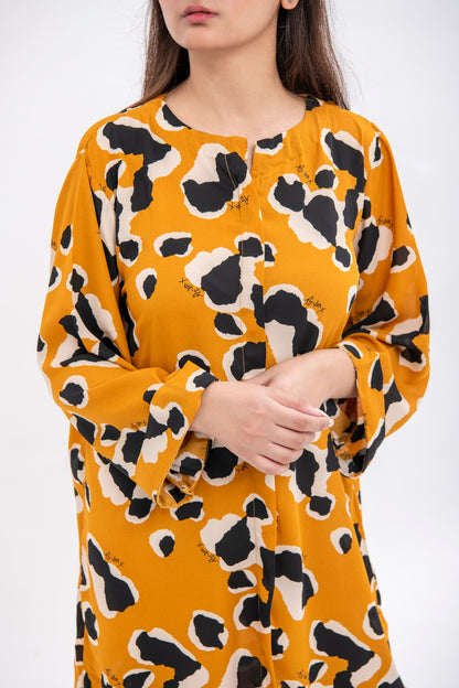 BTW - PRINTED TUNIC WITH FOLDOVER SLEEVES