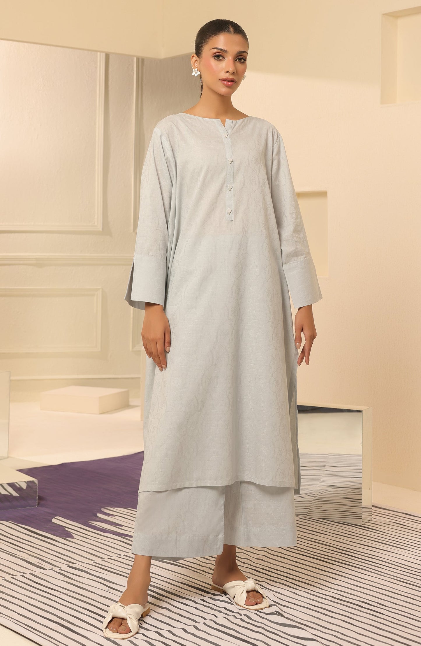 Orient - Stitched 2 Piece Plain Jacquard Shirt and Jacquard Pant