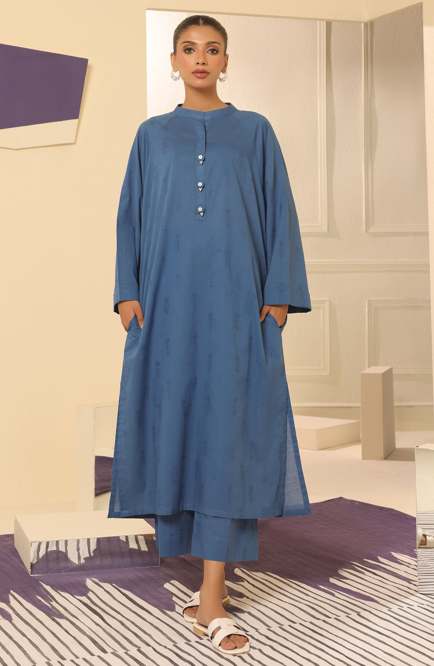 Orient - Stitched 2 Piece Plain Jacquard Shirt and Jacquard Pant