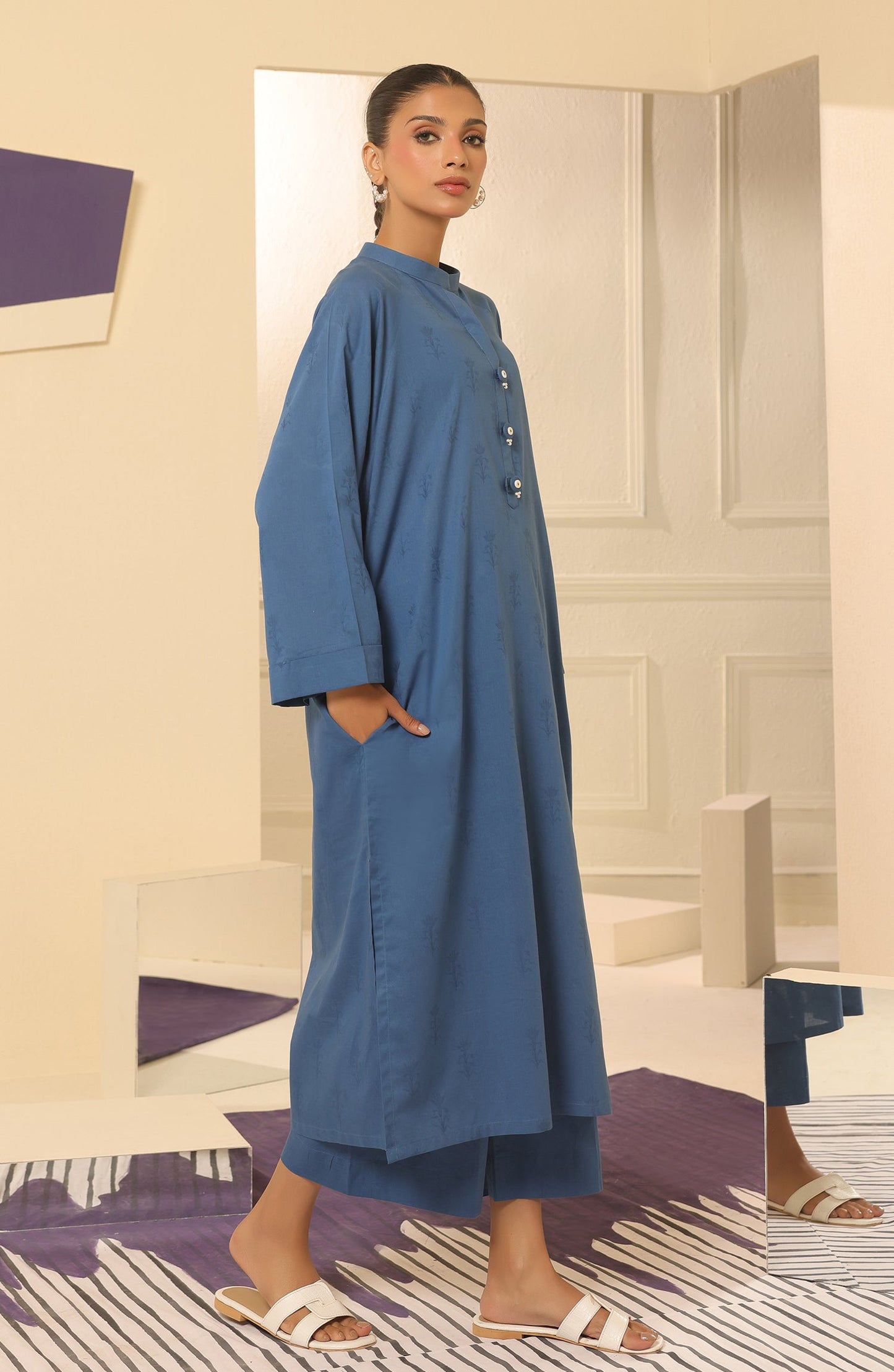 Orient - Stitched 2 Piece Plain Jacquard Shirt and Jacquard Pant