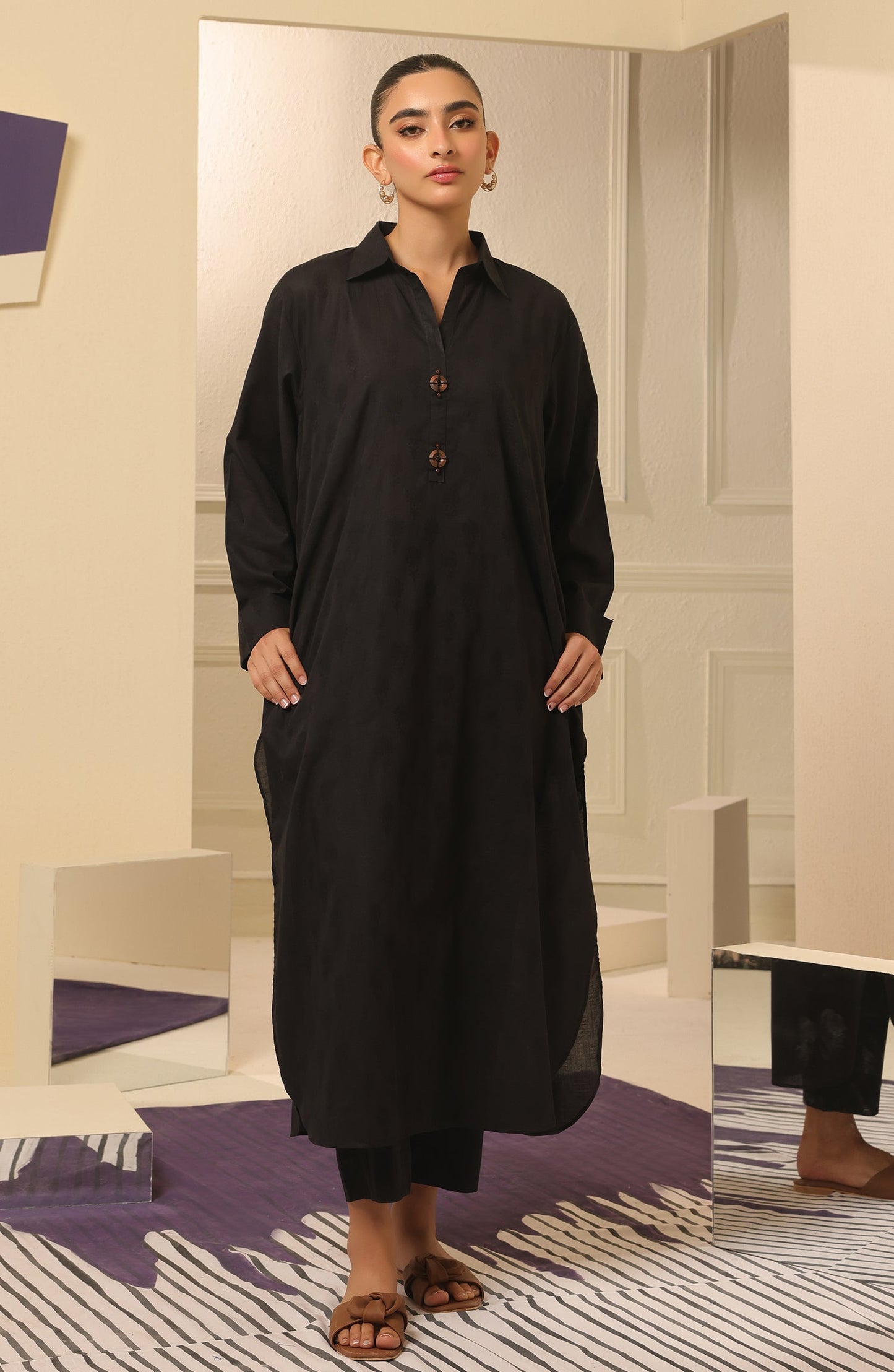 Orient - Stitched 2 Piece Plain Jacquard Shirt and Jacquard Pant