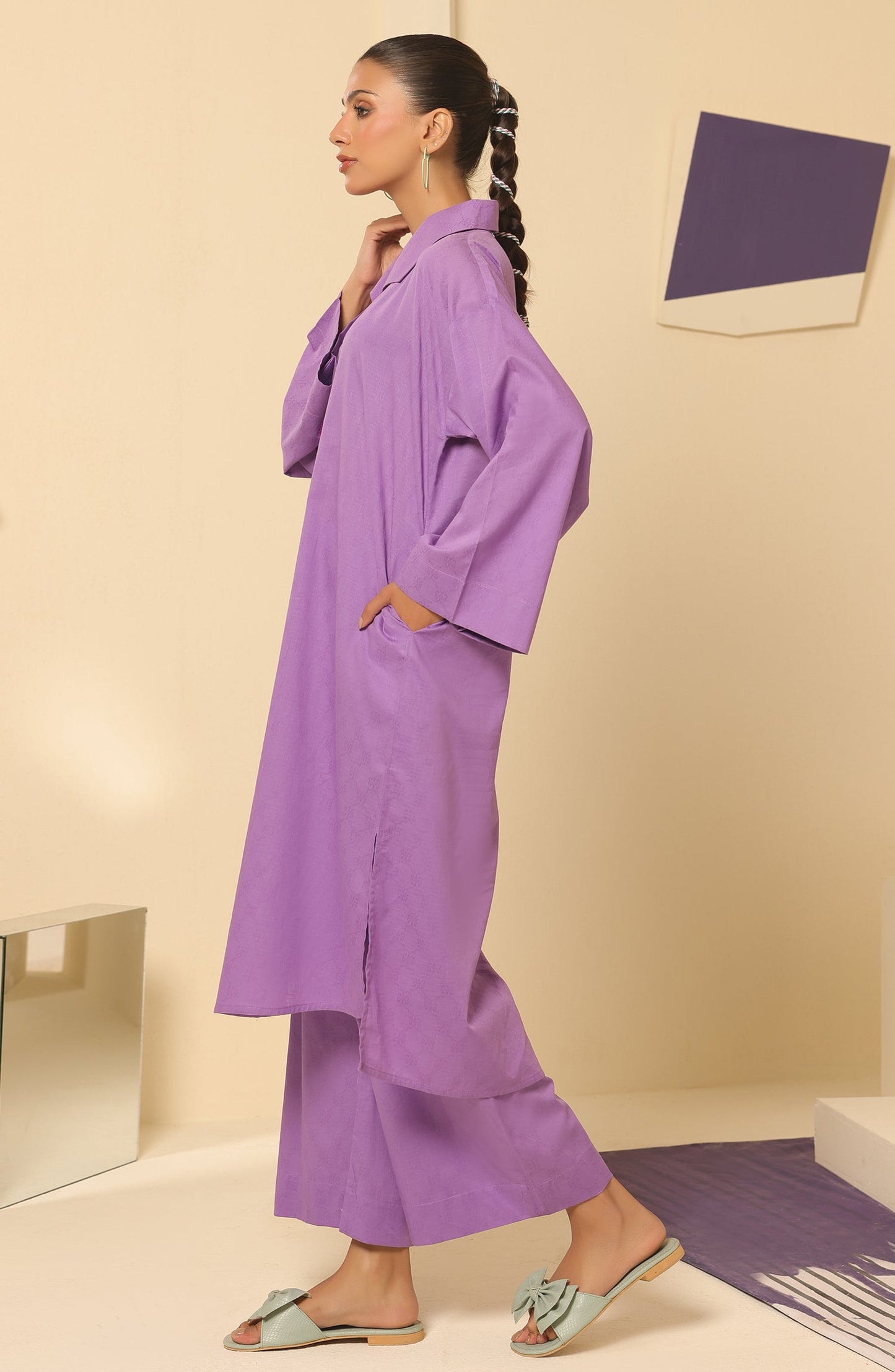 Orient - Stitched 2 Piece Plain Jacquard Shirt and Jacquard Pant