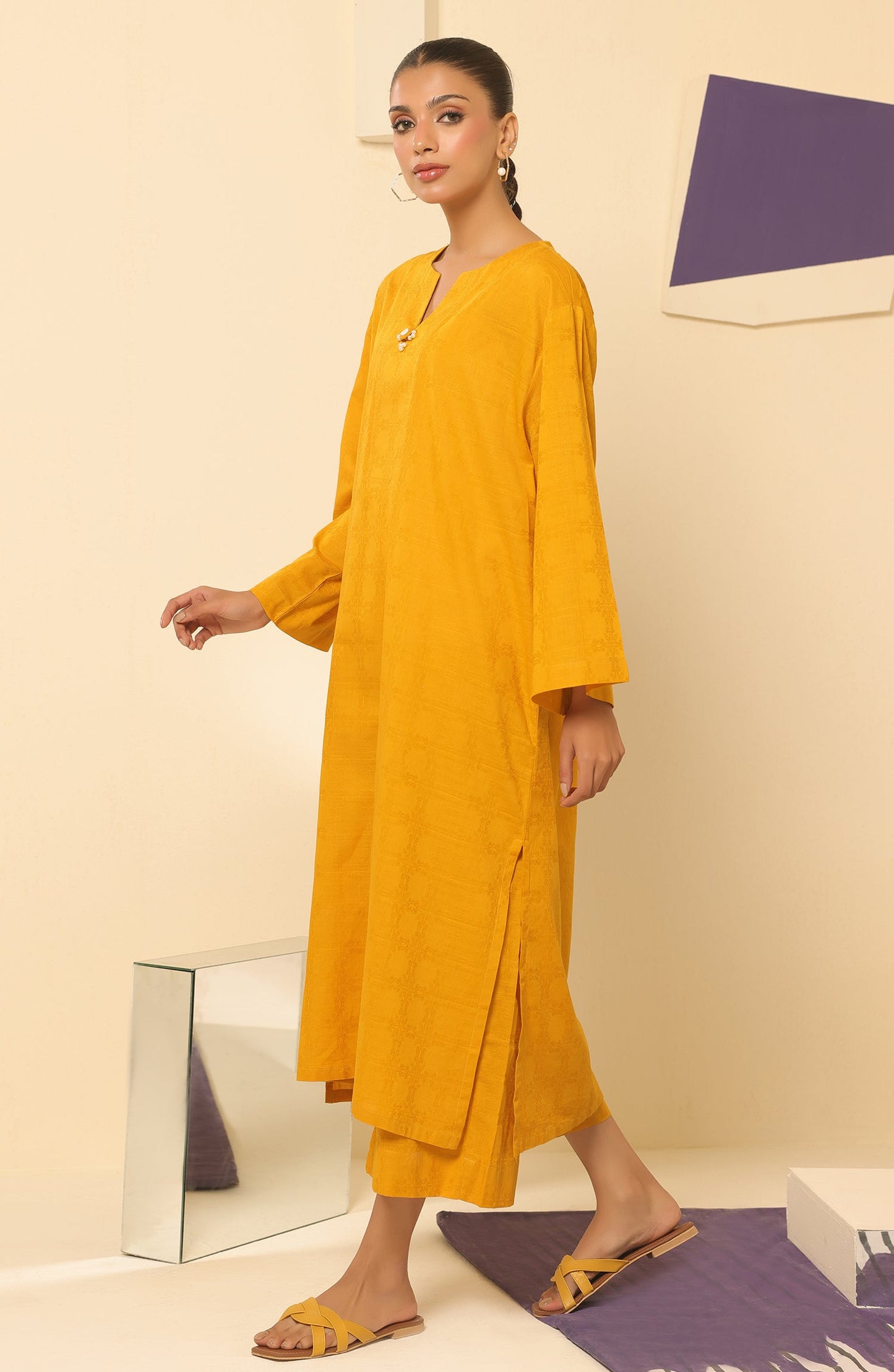 Orient - Stitched 2 Piece Plain Jacquard Shirt and Jacquard Pant