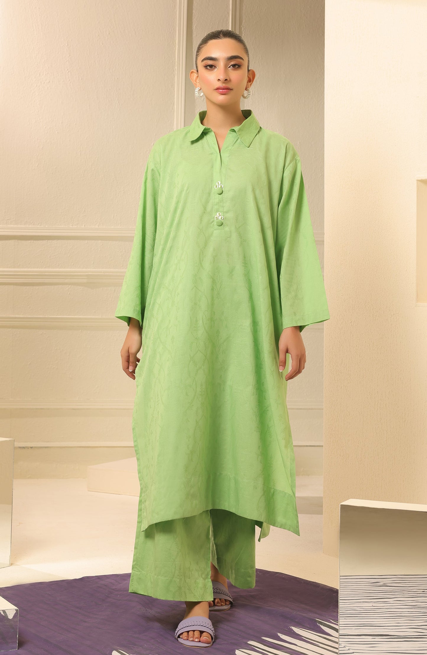 Orient - Stitched 2 Piece Plain Jacquard Shirt and Jacquard Pant