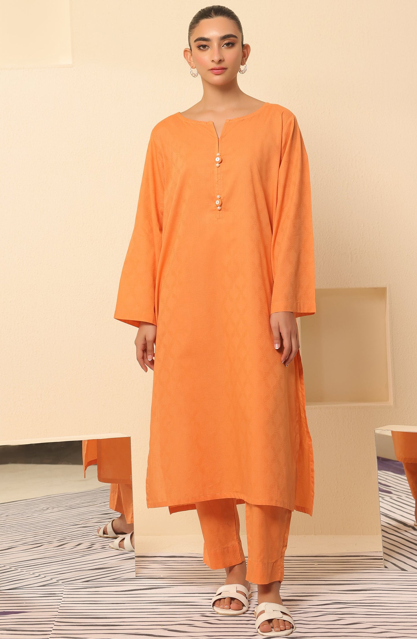 Orient - Stitched 2 Piece Plain Jacquard Shirt and Jacquard Pant