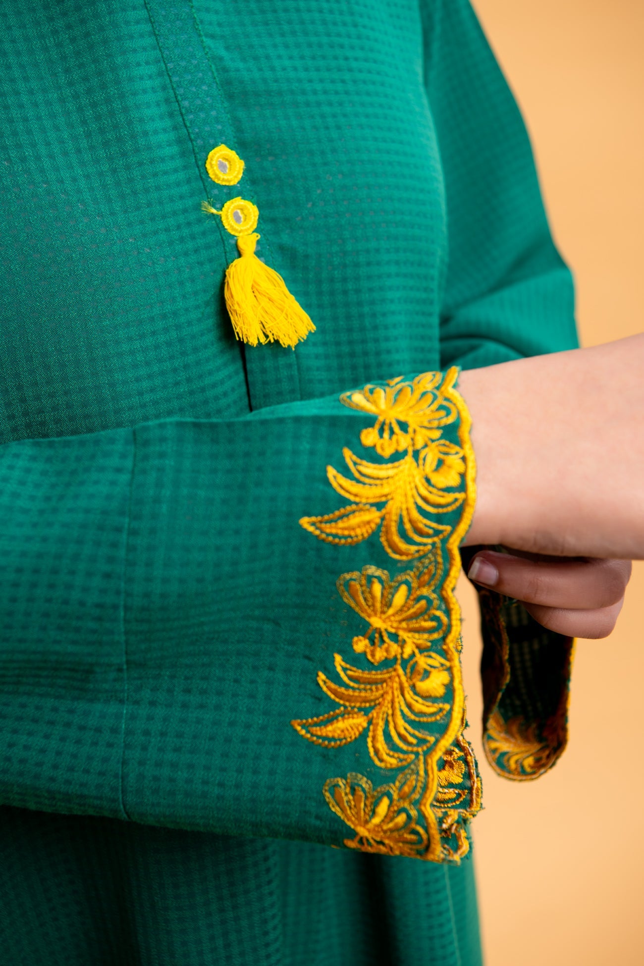 BTW - CHECKERED GEORGETTE  EMBROIDERED SHIRT