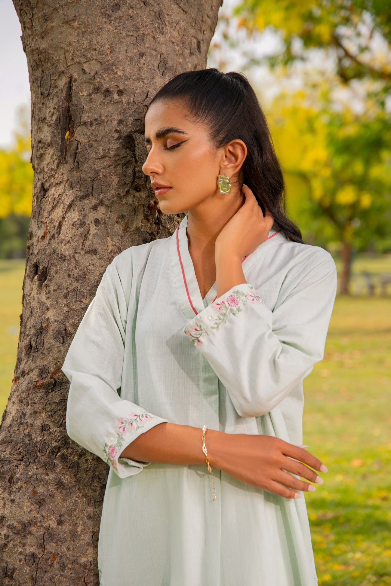 BTW - MINT GREEN EMBROIDERED SHIRT