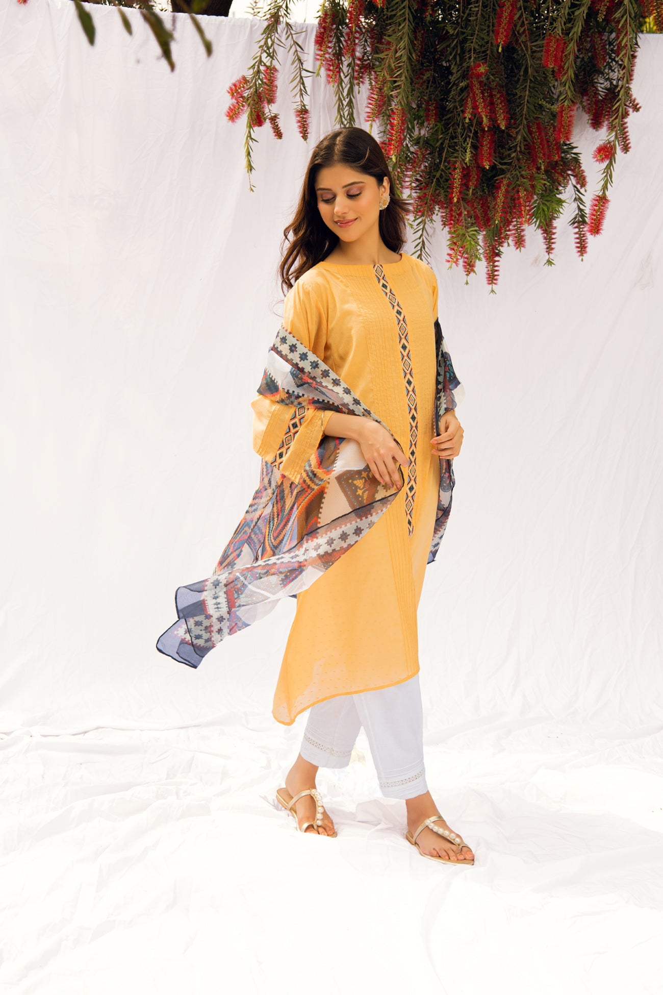 BTW - EMBROIDERED SHIRT WITH DUPATTA