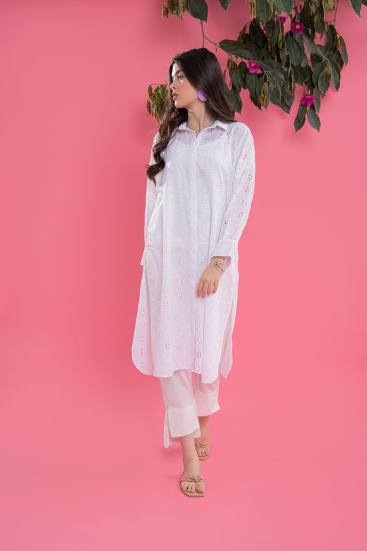 BTW - EVERYDAY WHITE CHIKAN KARI TUNIC