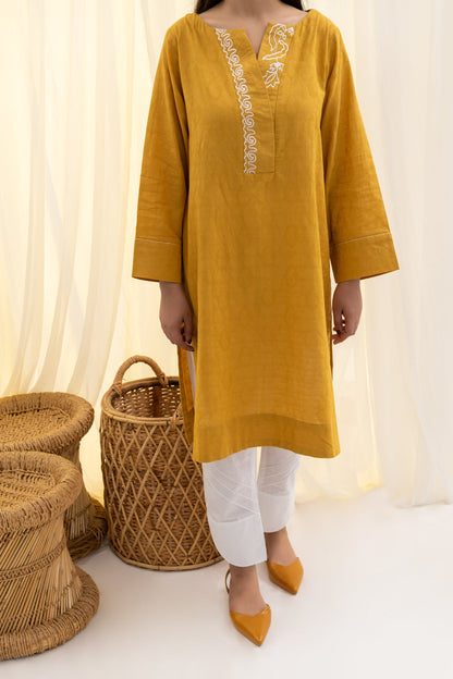 BTW - MUSTARD EMBROIDERD KURTA