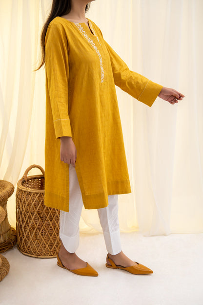 BTW - MUSTARD EMBROIDERD KURTA