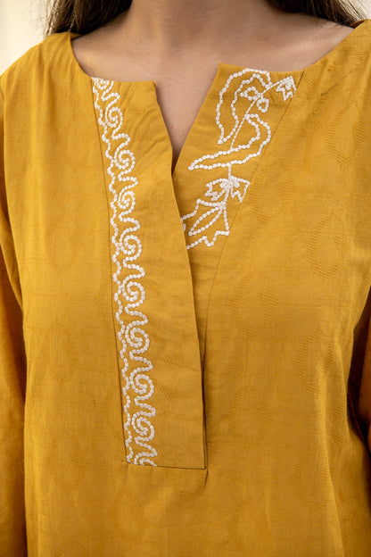 BTW - MUSTARD EMBROIDERD KURTA