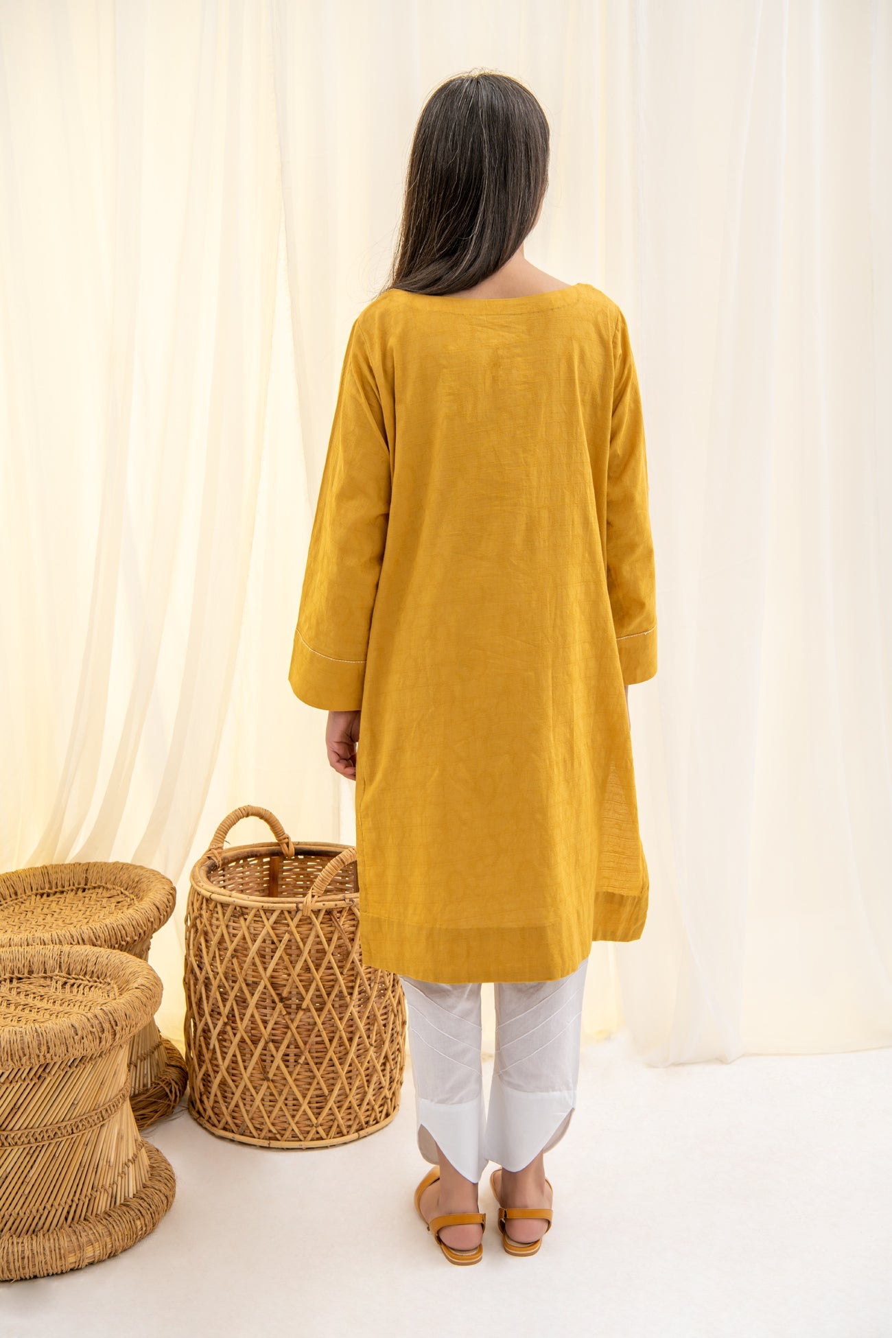BTW - MUSTARD EMBROIDERD KURTA