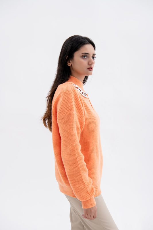 BTW - KEYHOLE SWEATER ORANGE