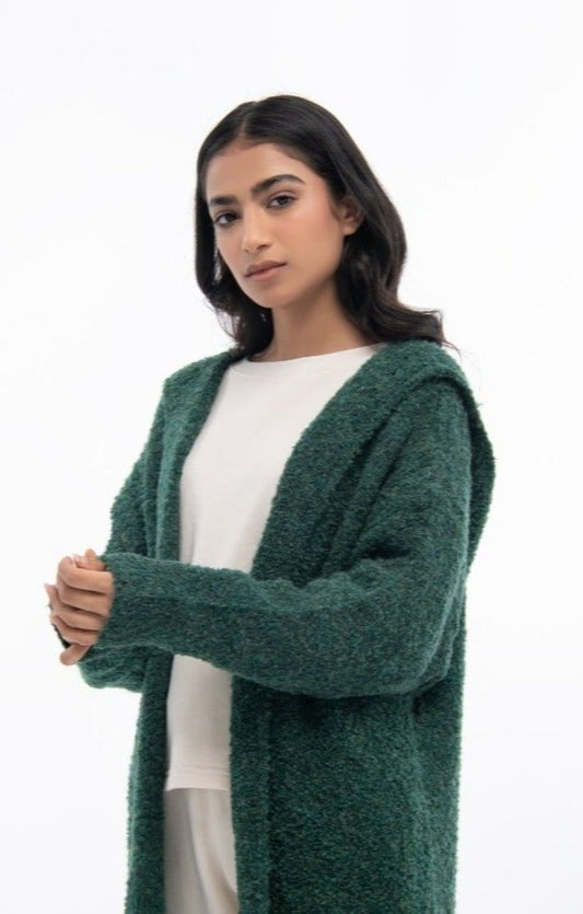 BTW - EMERALD FRONT OPEN SWEATER