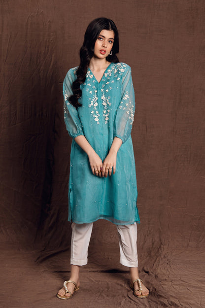 BTW - EMBROIDERED PEARL EMBELLISHED KURTA