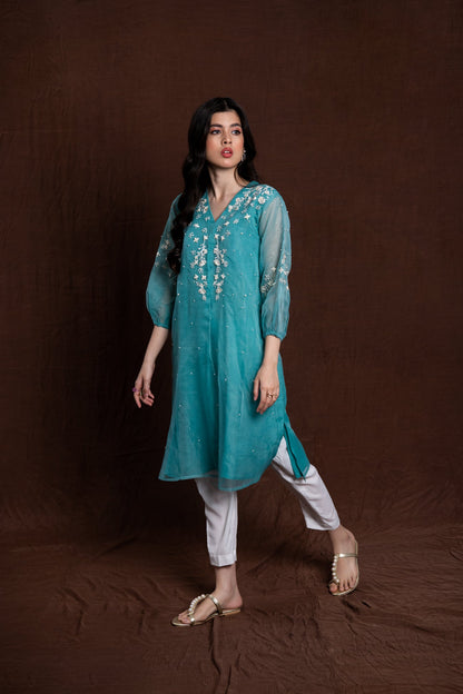 BTW - EMBROIDERED PEARL EMBELLISHED KURTA