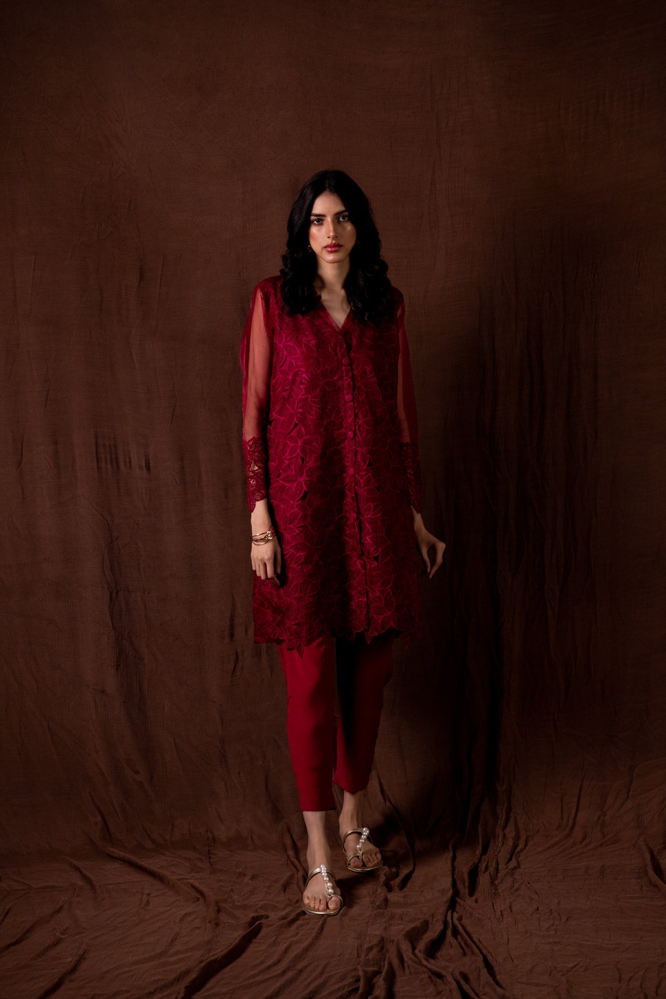 BTW - CUT WORK EMBROIDERED SHIRT