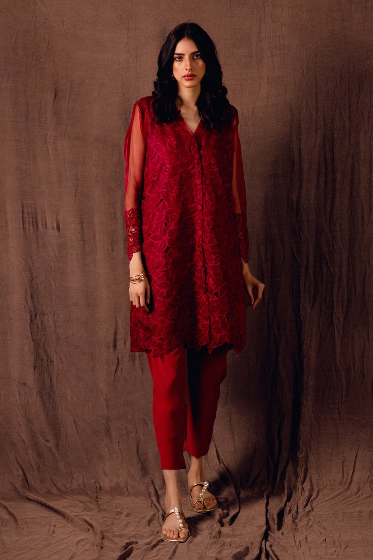 BTW - CUT WORK EMBROIDERED SHIRT