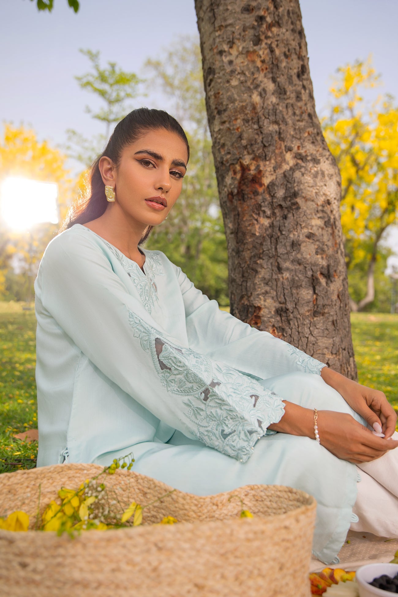 BTW - EMBROIDED SHIRT WITH SIDE TASSELS DETAIL