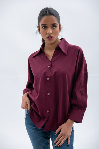 BTW - BUTTON DOWN PUFFED SLEEVES