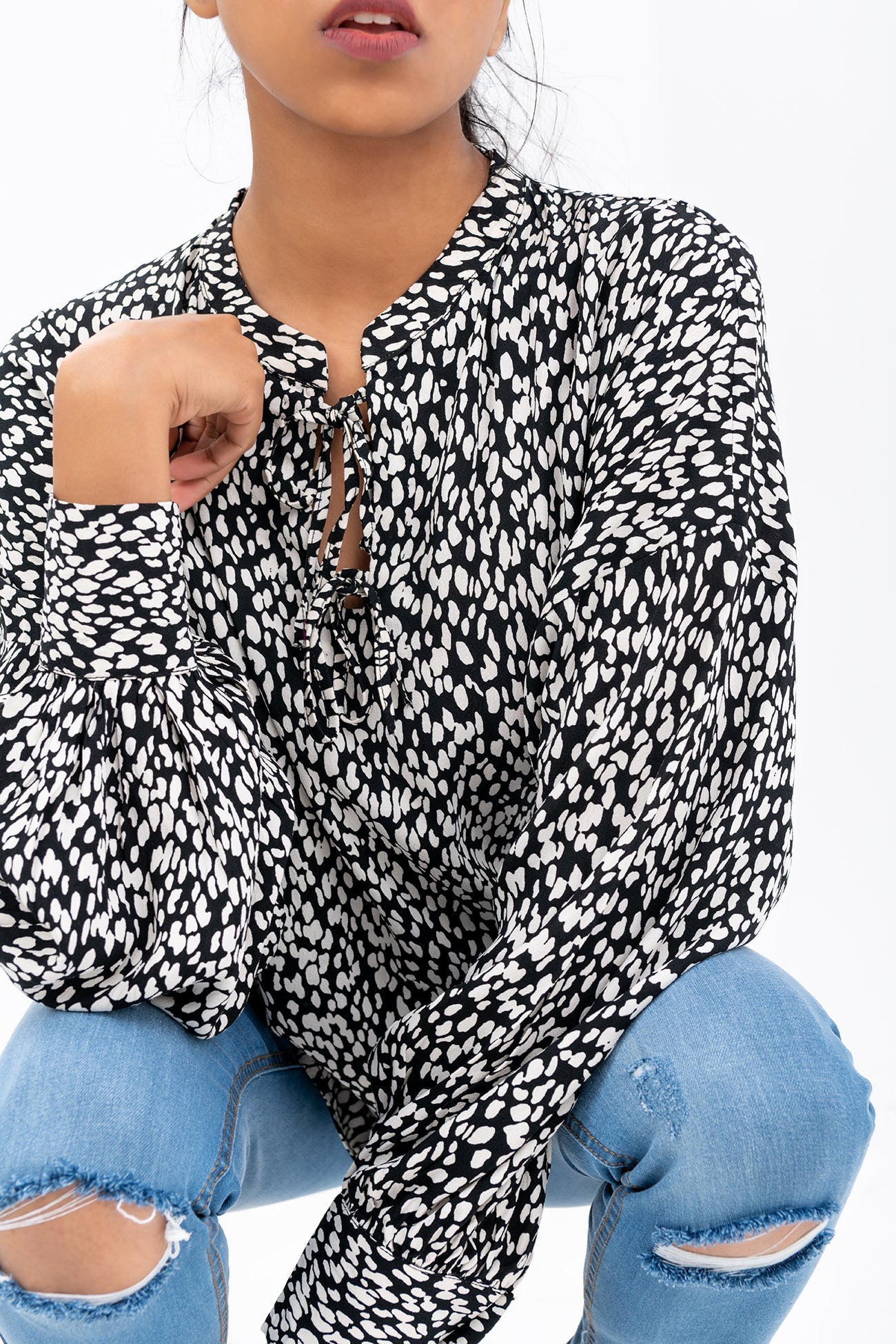 BTW - PRINTED DROP SHOULDER TOP