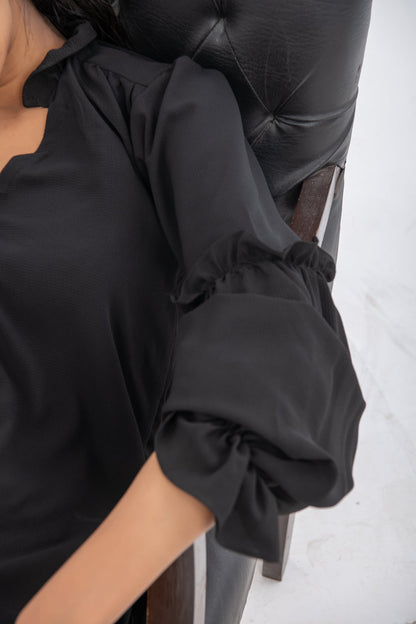 BTW - BUTTON DOWN TOP WITH RUFFLED SLEEVES