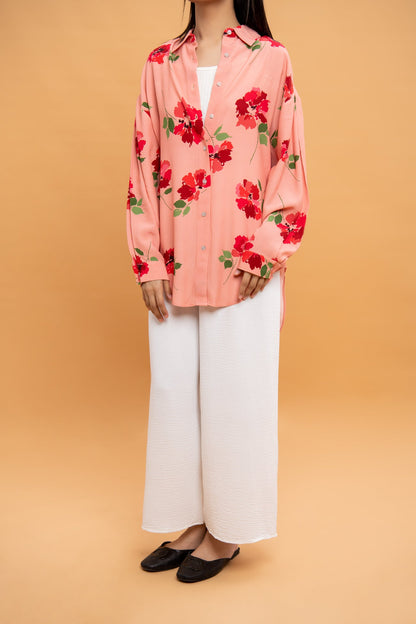 BTW - FLORAL PRINTED BUTTON DOWN SHIRT