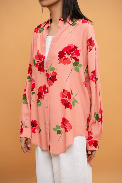 BTW - FLORAL PRINTED BUTTON DOWN SHIRT