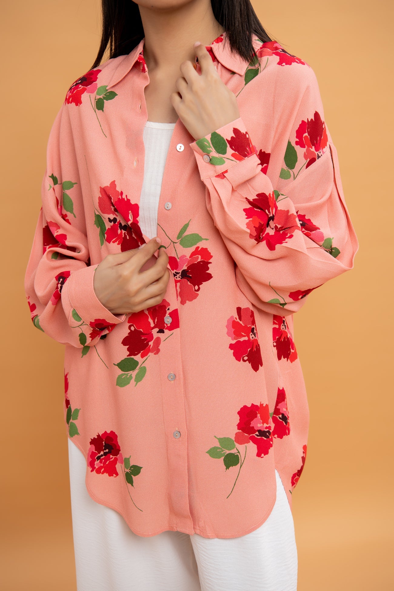 BTW - FLORAL PRINTED BUTTON DOWN SHIRT