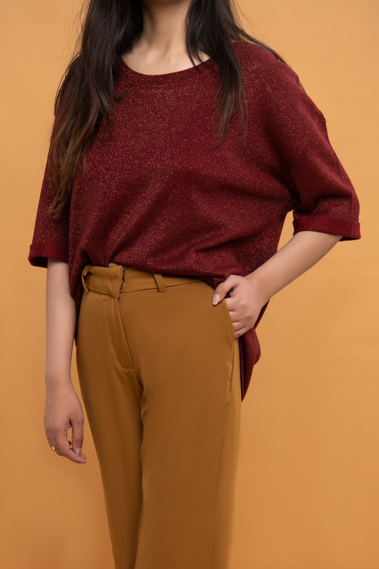 BTW - MAROON TEXTURED TOP