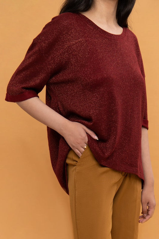 BTW - MAROON TEXTURED TOP