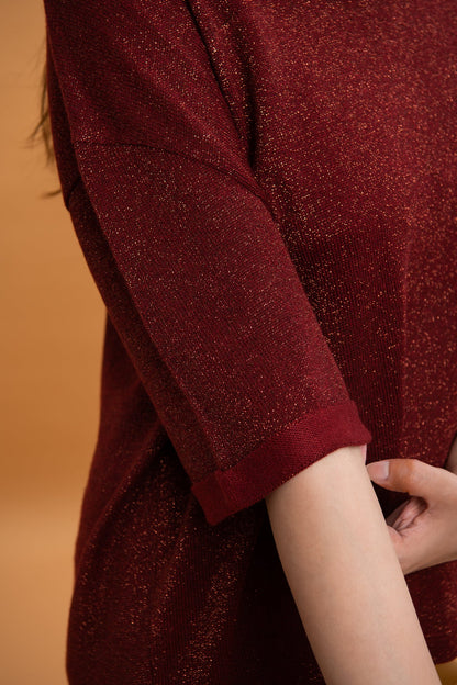 BTW - MAROON TEXTURED TOP