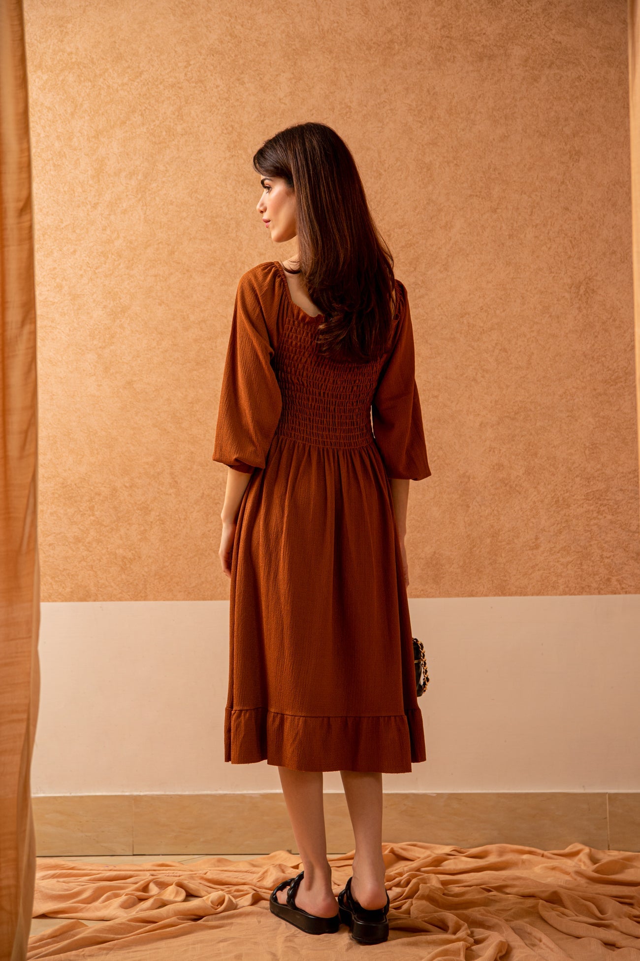 BTW - SMOCKING MIDI DRESS