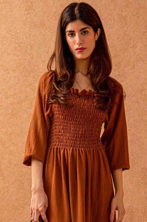 BTW - SMOCKING MIDI DRESS