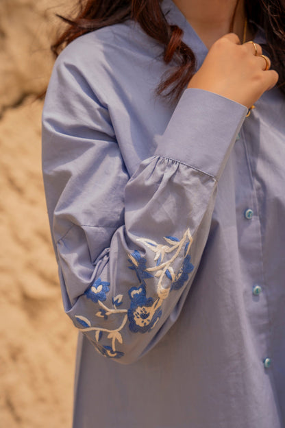 BTW - SLEEVE EMBROIDERED BUTTON DOWN SHIRT