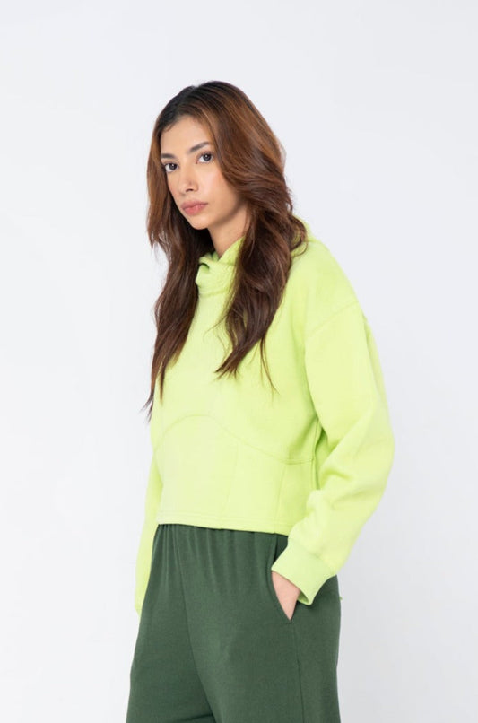 BTW - CROPPED LIME HODDIE