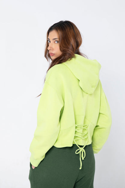 BTW - CROPPED LIME HODDIE